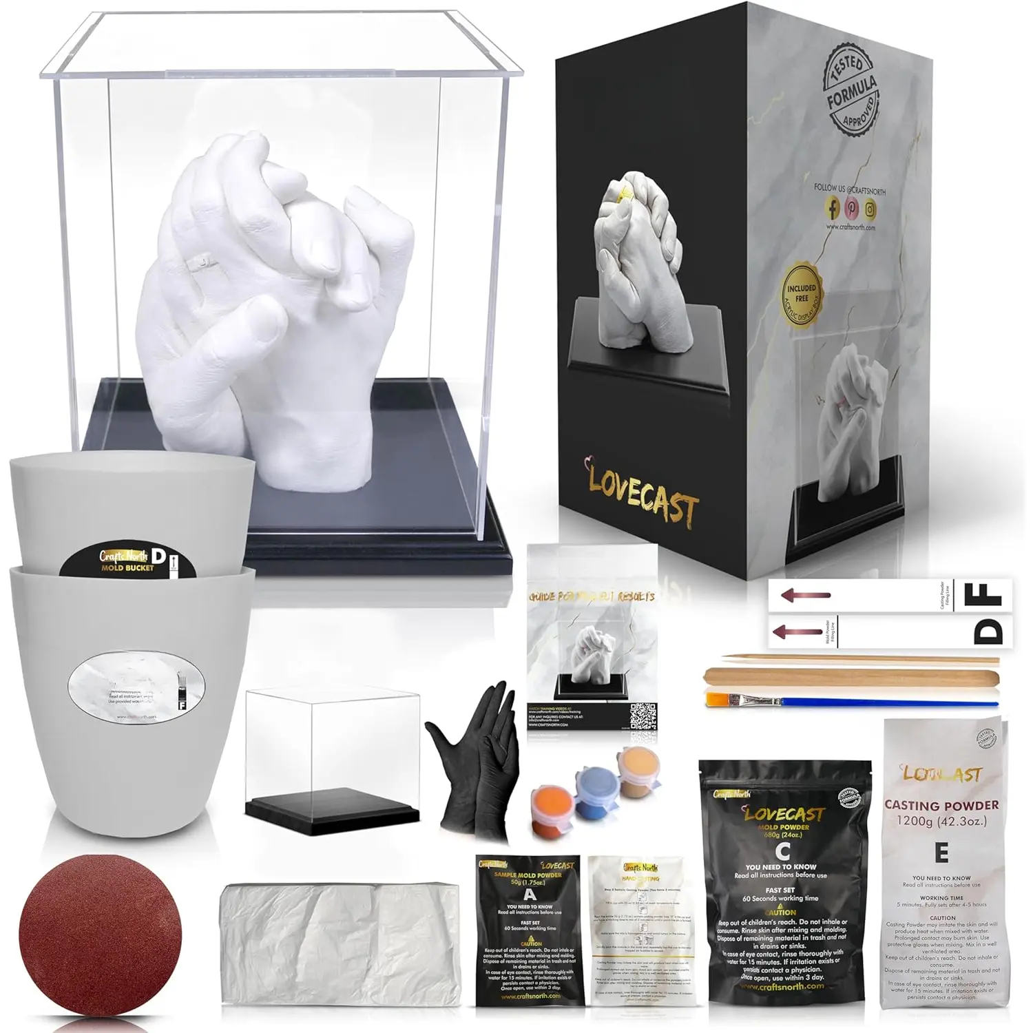 Hand Casting DIY Kit for Couples | Complete kit with  Display, Wooden Base, and Step-by-Step Guide to Create a  Hand molding Christmas