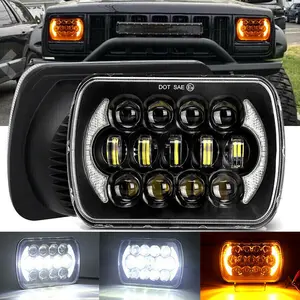 2pcs H6054 Led Headlights, 2025 DOT 5x7 7x6 Led Headlight High Lumens Anti-glare DRL Turn Signal Hi/Low Led Sealed Beam Headlamp for Jeep Cherokee XJ Wrangler YJ Ford Chevy GMC Toyota Nissan Dodge etc