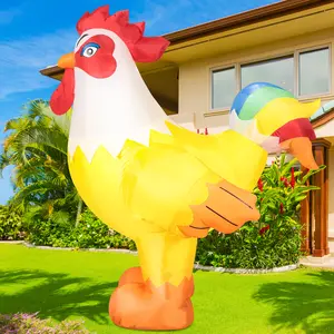 6FT Rooster Inflatables Christmas, Blow up Animals Cute Chicken, Decorations Outdoor Yard Built-in LED Lights Big Large Decor Party Farm Lawn Holiday Outside
