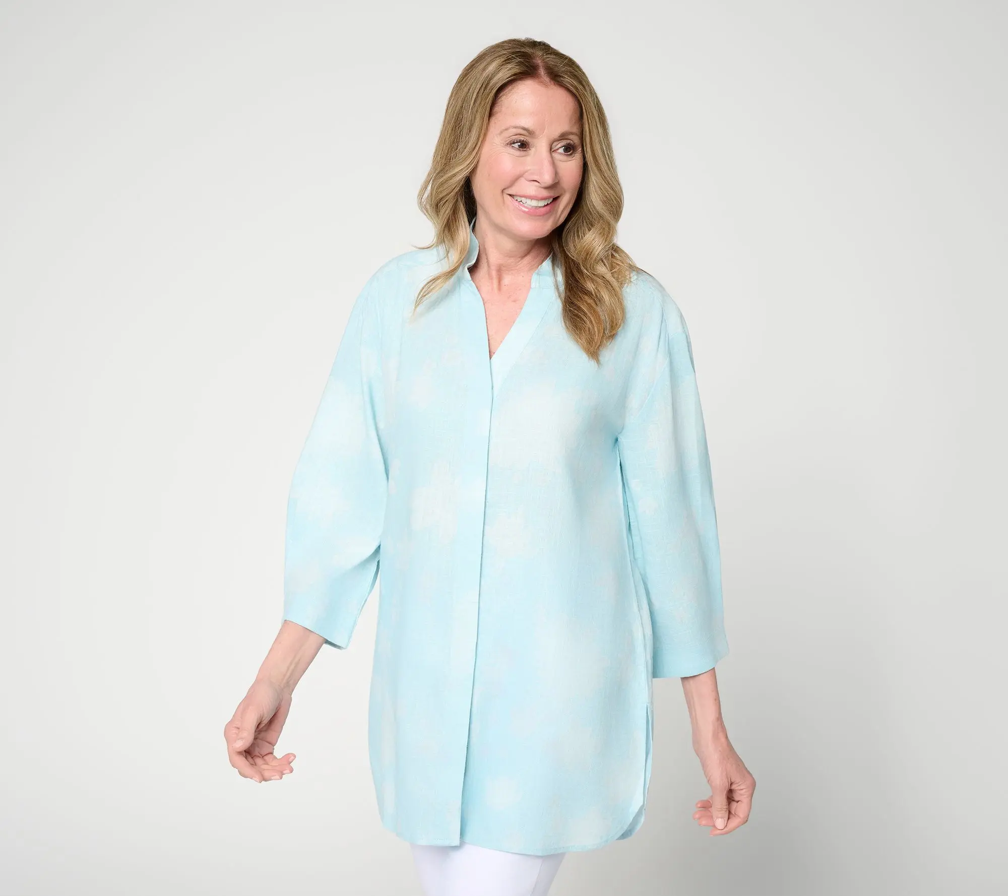 Martha Stewart Signature Regular Linen Button Front Tunic