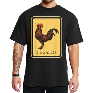 El Lotería Card Graphic Tee, Mexican Heritage Inspired Streetwear for Men & Women, Heavyweight Fleece Pullover, Unisex Casual Fashion