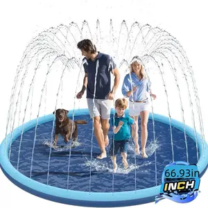 Vistop Kids & Pet Dog Non-Slip Splash Pad, Thickened Water Pool Toy, Outdoor Summer Fun, Backyard Fountain Play Mat, Inflatable Water Sprinkler, 66.93 Inches, Blue