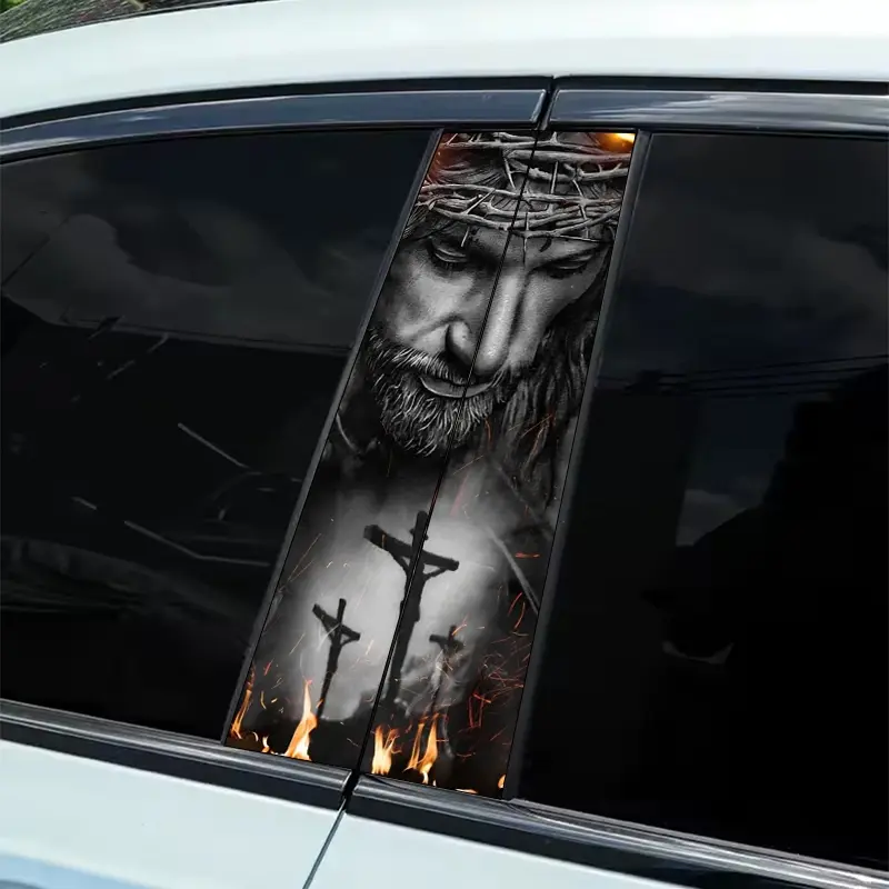 2 religious imagery themed vinyl car stickers, Car decals, simple peel-off B-pillar protection, durable and anti-aging, perfect for personalizing your vehicle, car protection, eye-catching visual effects, peelable stickers, Decal for Cars