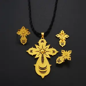 Ethiopian Jewelry Set | Cross Pendant Necklace Ring &