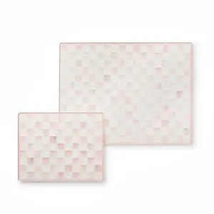 Rosy Check Glass Cutting Board Set of 2