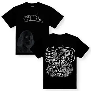 SDL Virgen Mary Benjamin Black/White T-Shirt, Casual Wear, Men's and Women's Aesthetic T-Shirt, Graphic T-Shirt
