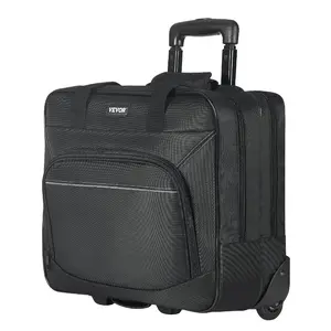 VEVOR Rolling Laptop Bag, Fits Up to 15.6 Inch Laptop, Wheeled Briefcase, Roller Computer Tote Bag with Wheels Telescoping Handle, Laptop Case for Work Travel Business Office, Women Men (Black)