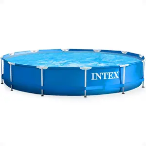 INTEX Round Metal Frame Above Ground Swimming Pool, Blue (POOL ONLY) INTEX Round Metal Frame Above Ground Swimming Pool, Blue (POOL ONLY)