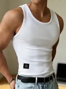 Men's Ribbed Fitted Sleeveless Tank Top - Minimalist Casual Basic Undershirt, Tank Top, Vest Top, Clothes