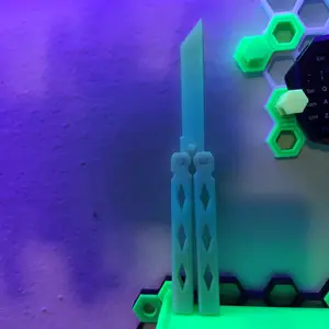 3D Printed glow in the dark balisong fidget/practice toy