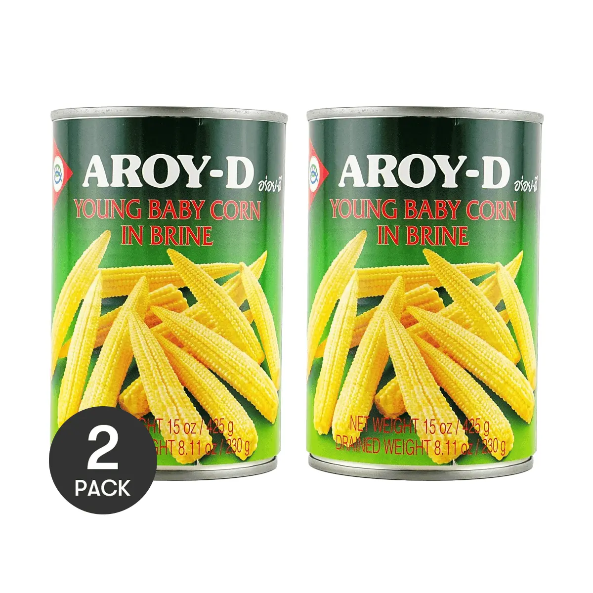 AROY-D Thai Sweet Corn in Brine - 2 Pack, 425g Each | Perfect for Stir-Frying, Salads & Hot Pot