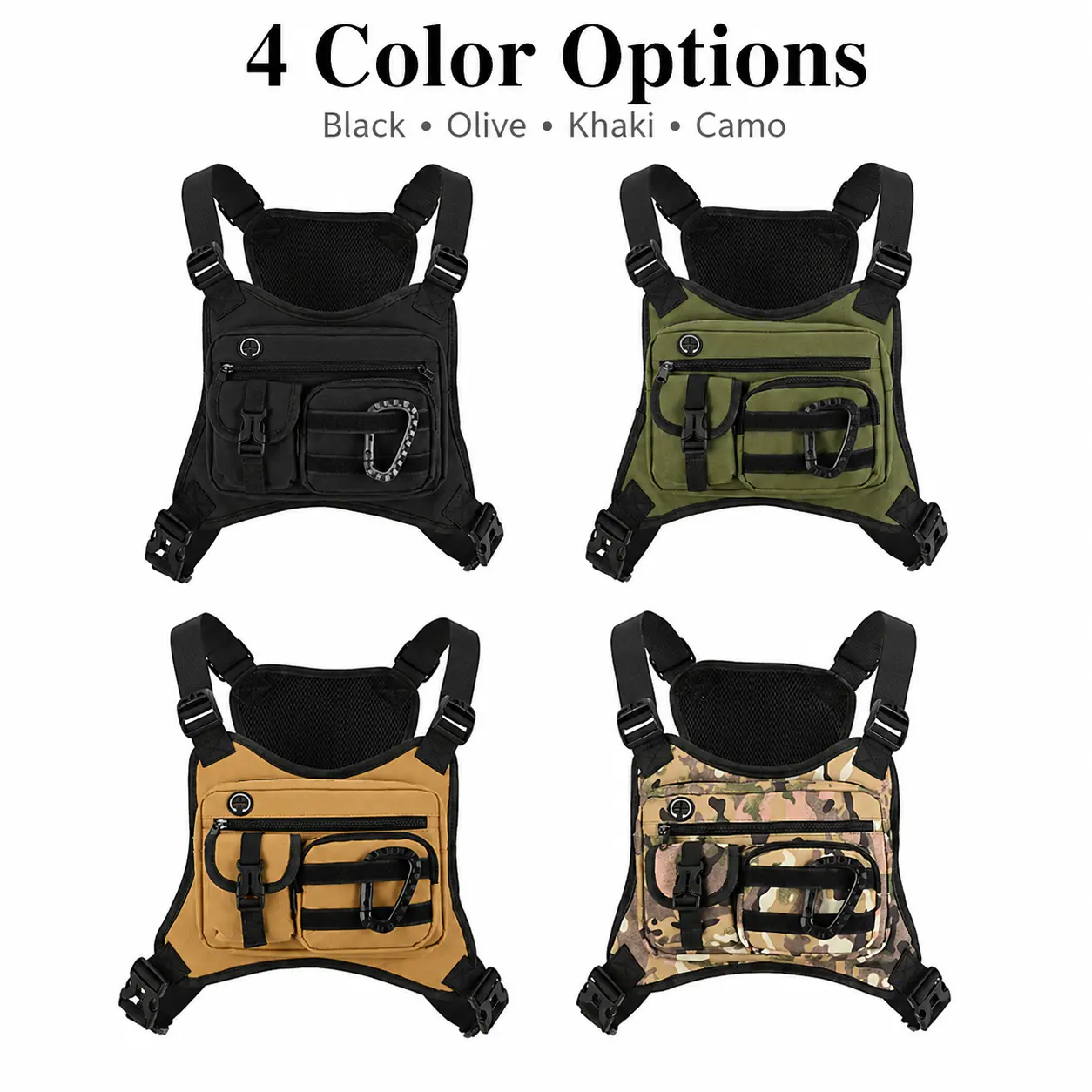 Men's Waterproof Wear-Resistant Tactical Chest Bag with Vest Straps - Running Vest for Outdoor Sports, Multifunctional Double-Shoulder Backpack