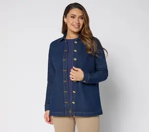 Denim & Co. Regular Classic Stretch Button Front Denim Jacket