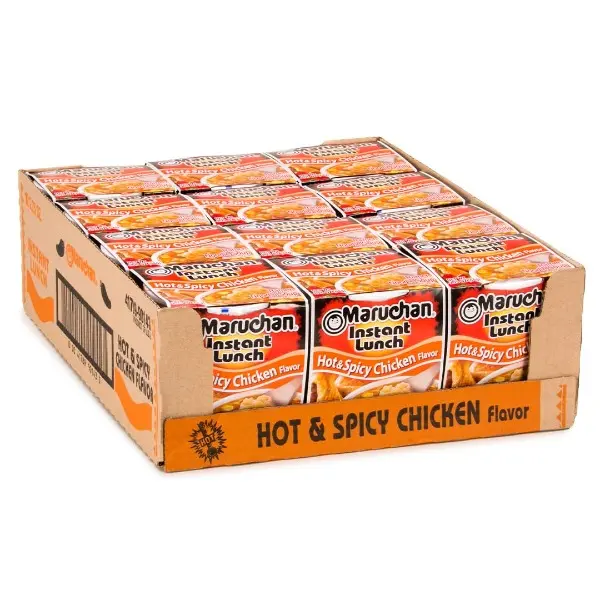 Halal Certified Hot & Spicy Chicken Flavor Asian Noodles, 2.25 oz Instant Ramen, Ambient Temp Friendly, 12-Pack Pantry Food for Lunch