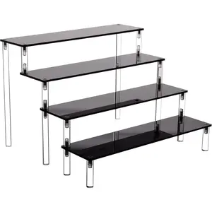 Acrylic Stands for Display,4 Tier Black Cupcakes Perfumes Figurines Display Stand Risers Shelf for Decoration and Organizer