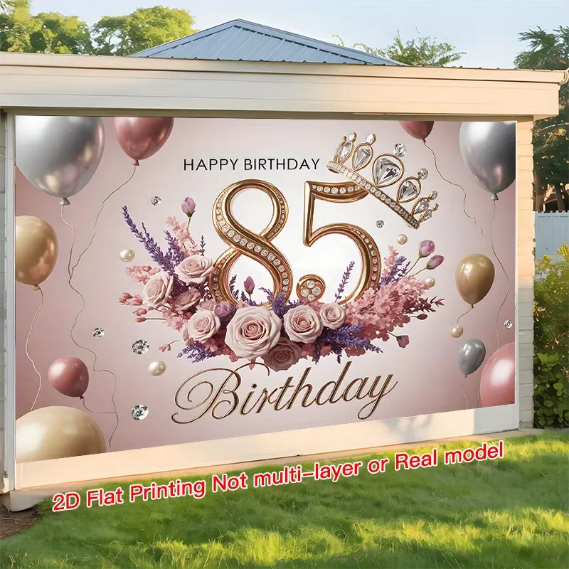 2D Flat - 2D Flat - A Single 2D Flat Banner, Designed As a Sophisticated Backdrop for an 85Th Birthday Celebration, Perfect for Both Indoor And Outdoor Use, Ideal for Party Decorations, Supplies, And Gift Pre