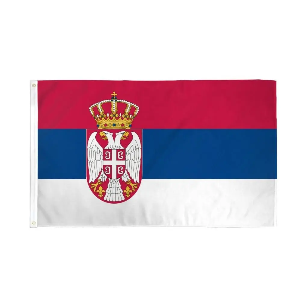 3x5ft Serbia National Flag Polyester Dye-Sublimation Print Banner, Hanging Indoor Festive Party Backdrop, All-Seasons Home Supply Decor, Indoors