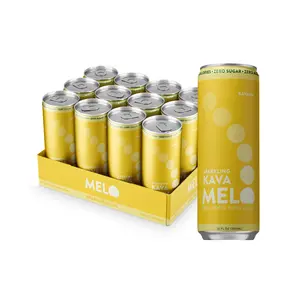 Melo 12pk Sparkling Kava Drink, Banana Cream, Sugar Free Non Alcoholic Drinks with Zero Calories, Gluten Free, Vegan, 100% Natural Mocktail with 750mg Kava Root per Drink, 12 oz Cans