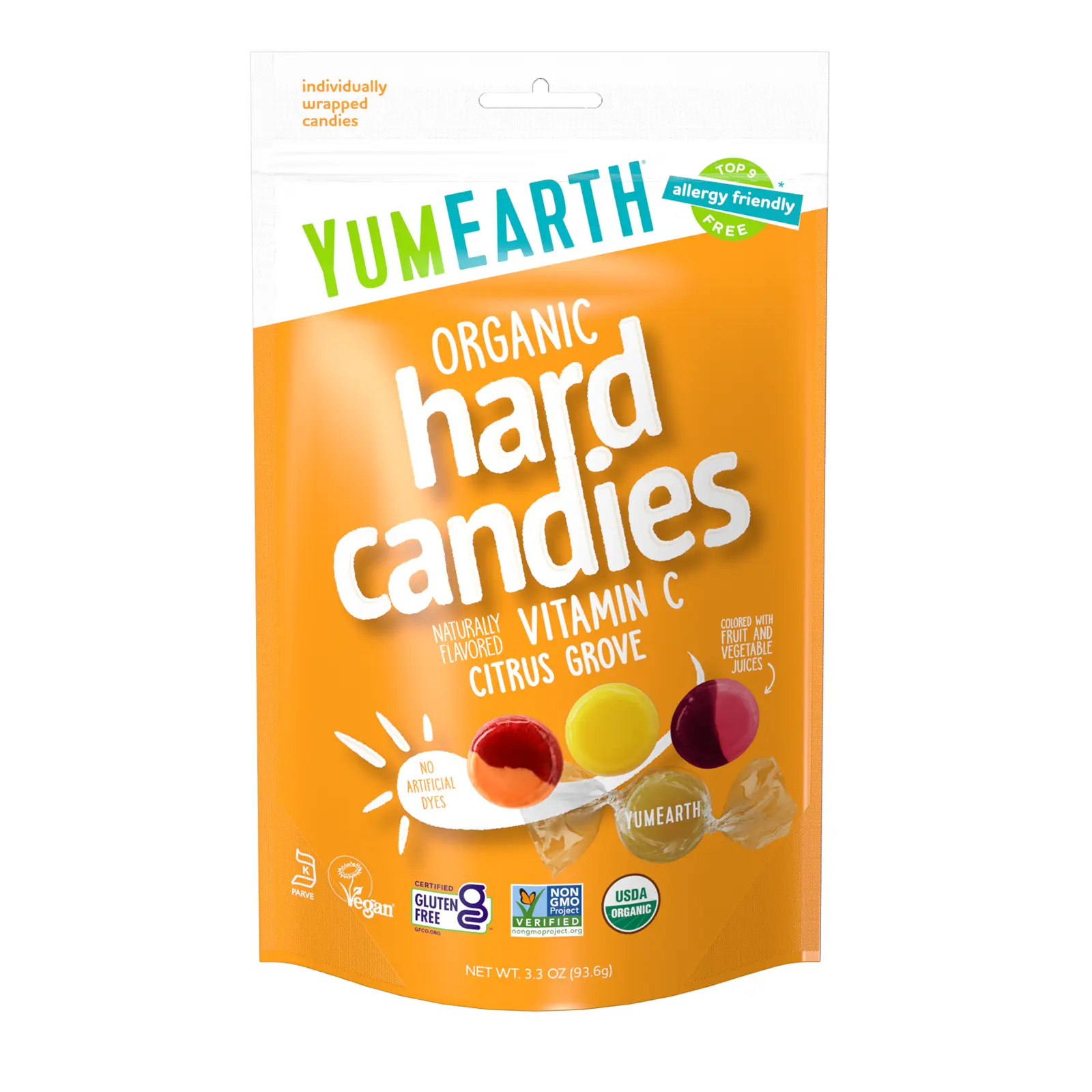 YumEarth Organic Hard Candies, Vitamin C, Citrus Grove, 3.3 oz (93.6 g)