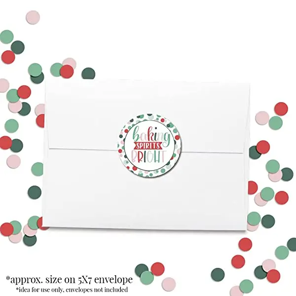 Christmas Gift Baking Tag Stickers 2 Inch Circles for Goodie Bags & Cookie Boxes 40 Count Professionally Printed in USA