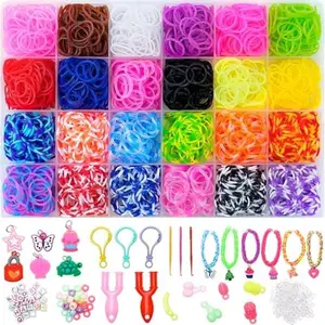 24 CoRubber Band Bracelet Kit for Kids Ages 6+ 1400+ pcs DIY Craft Set with 24 Vibrant Colors 5x3x2 Dimensions Colorful Fun Educational Tool