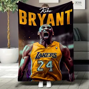 Kobe Bryant Lakers basketball player is perfect for sofa, living room decoration, sofa cover blanket, slogan print blanket, nap blanket, fleece texture