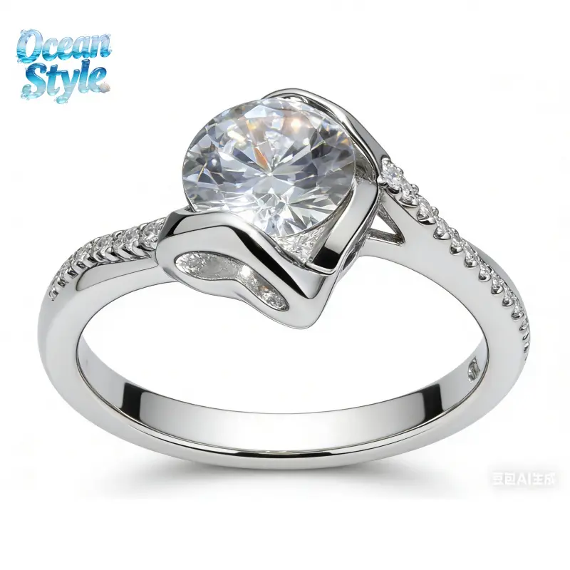 Women's Minimalist Sterling Silver Ring Set, 5CT 8mm Oval Cut Cubic Zirconia Halo Engagement Ring and Stackable Marquise Band for Wedding Anniversary, Oval Halo Ring