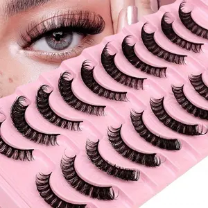 10 PairsWispyCat EyeDDCurl Lashes Natural False Eyelashes Midnight Eyelashes Dramatic Volume Short&Long Strip Lashes for Everyday&Special Occasions Soft Wispy Lashes