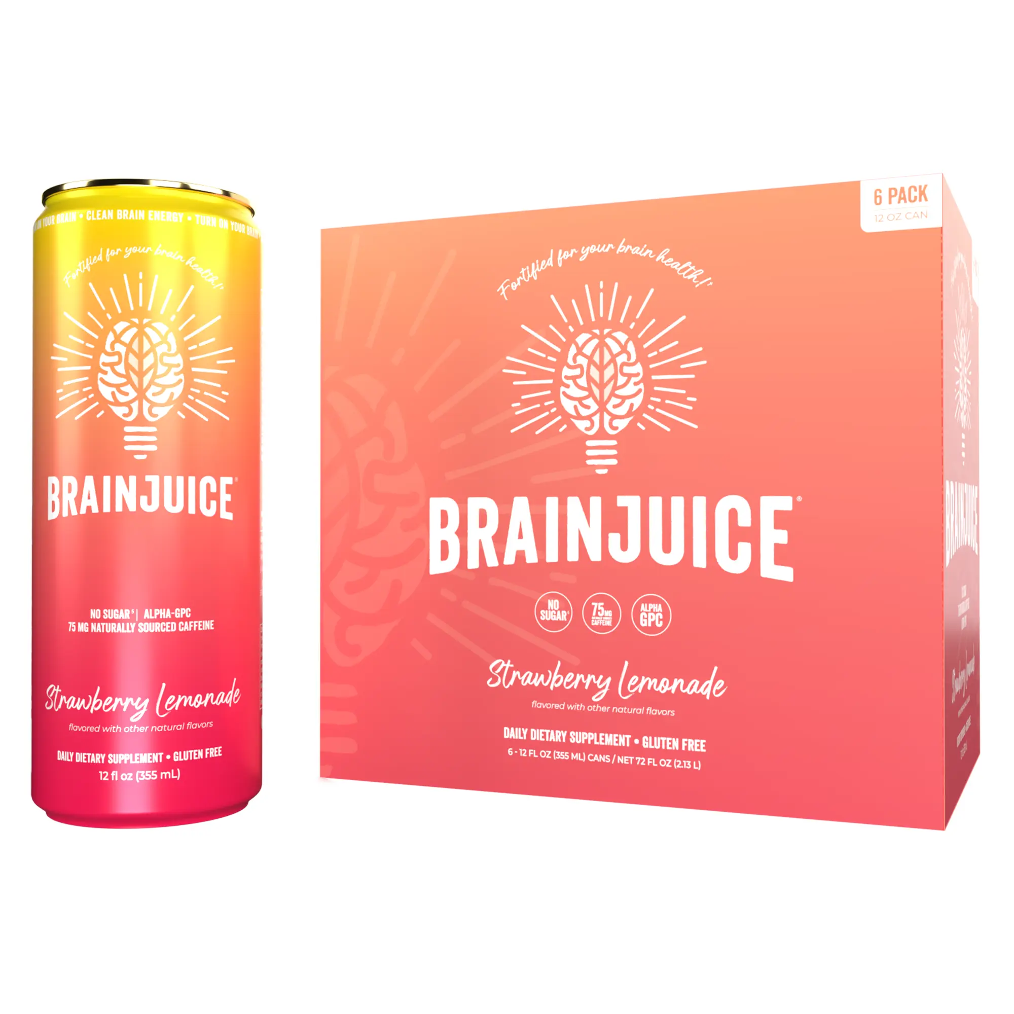BRAINJUICE Strawberry Lemonade 12 fl oz RTD | 6-PACK