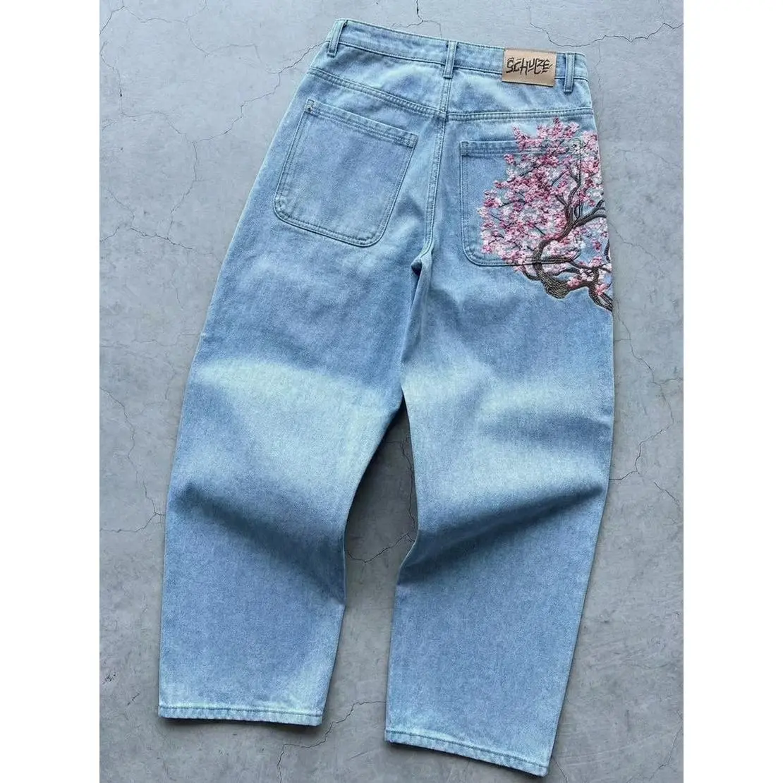 European and American retro plum blossom embroidered straight-leg jeans, unisex, versatile, unique street style trendy jeans, cross-border European and American retro plum blossom embroidered straight-leg jeans, unisex, versatile, unique street style trendy jeans, cross-border