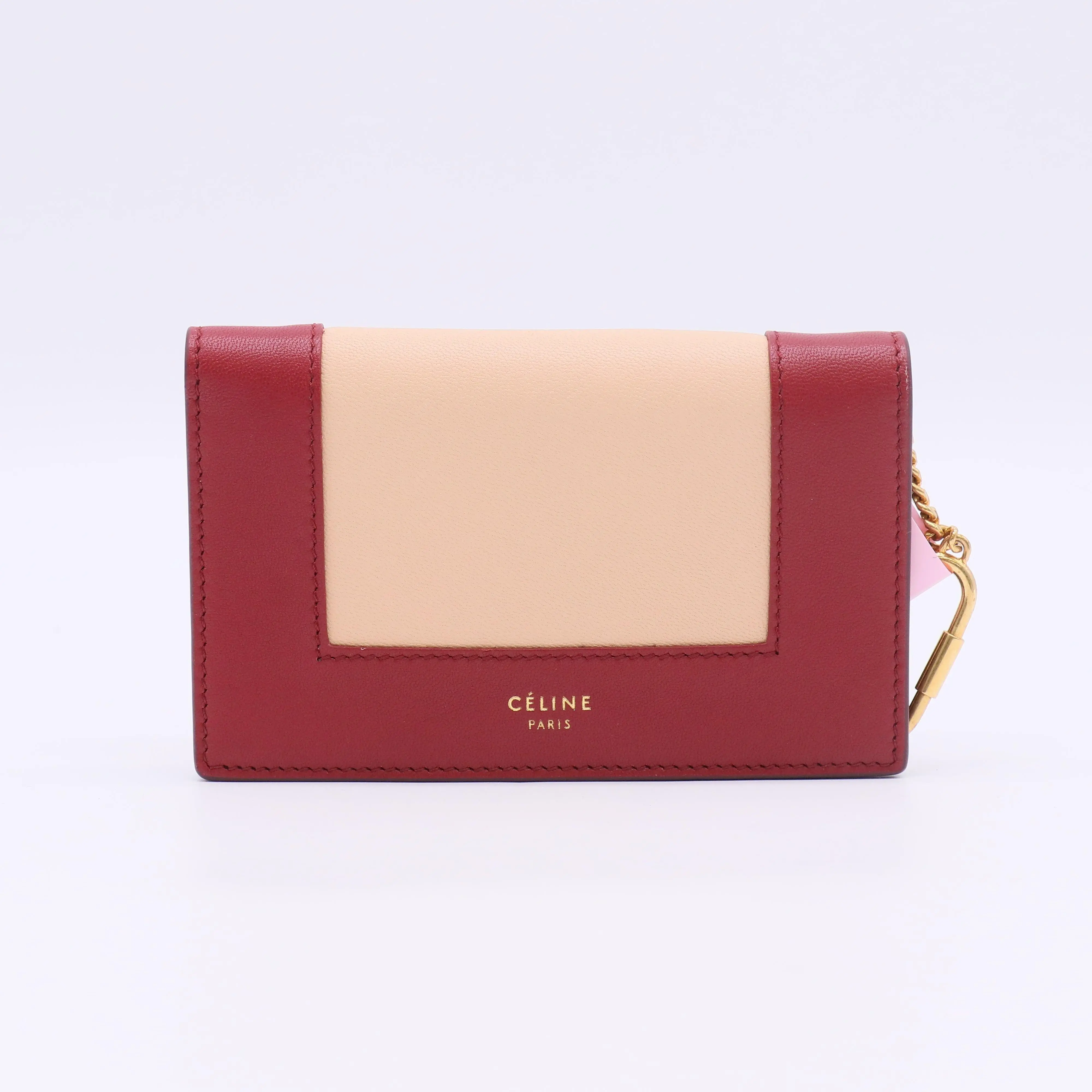 Pre-owned Celine Leather Small Leather Goods Frame Flap Wallet Compact twins LDJ5116
