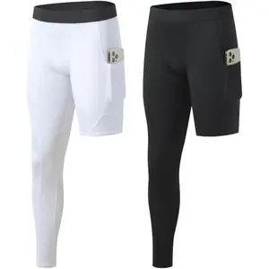 1 Pack Men’s Compression Pants – Single-Leg Tight Sports Long Pants with Pockets, Ideal as a Basketball Base Layer