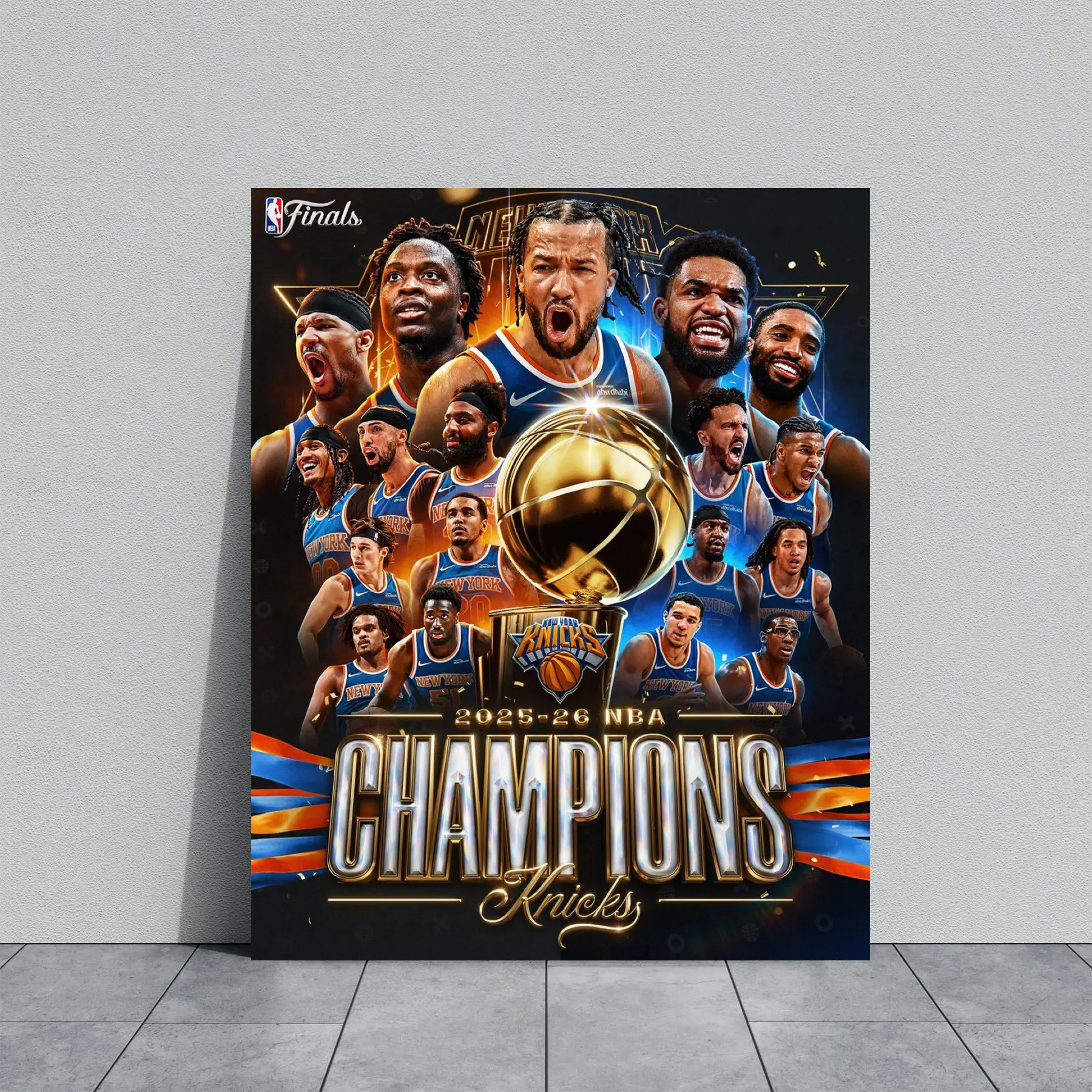 Champions NEW YORK KNICKS 2026 Basketball Wall Art Poster HD Print Unframed Aesthetic Room Home House Modern Wall Decor Trendy Gift.