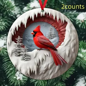 3D Cardinal Bird Design Hanging Ornament, 2 Counts/set Creative Bird Hanging Decoration, Hanging Decor for Home Party Festival, Home Decor