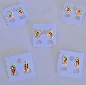 Arete Virgen de guadalupe gold plated