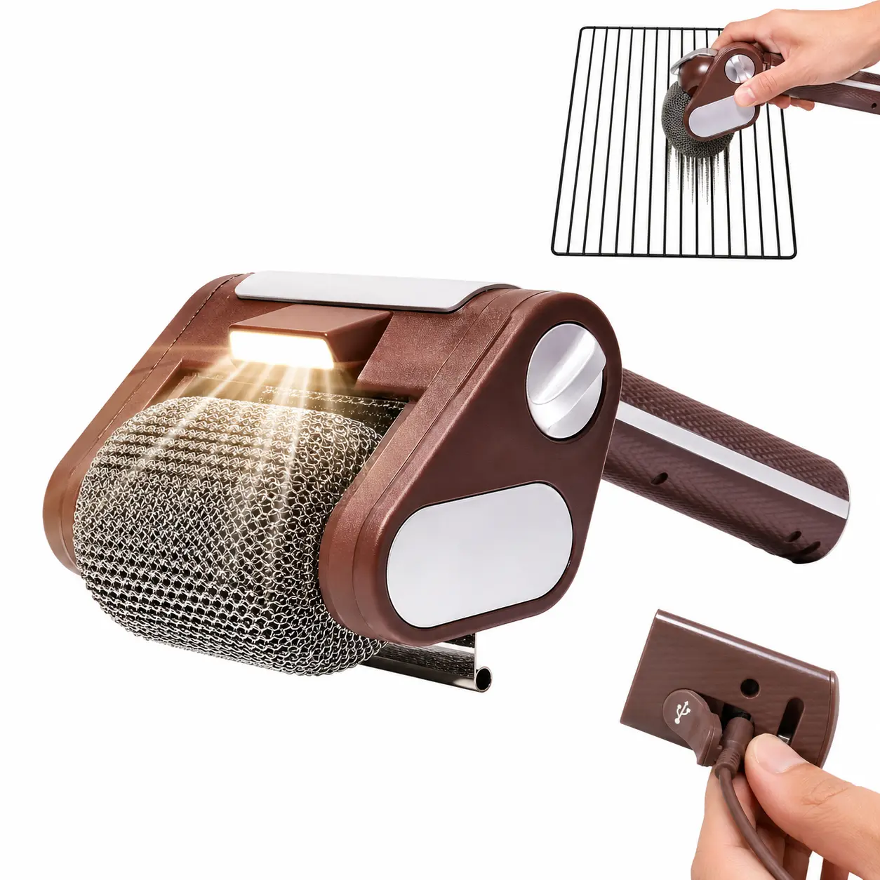 Electric BBQ Grill Brush, Electric Grill Cleaning Brush with Replaceable Head, Fast Heating Grill Cleaner Tool for BBQ Grill, Oven & Outdoor Barbecue