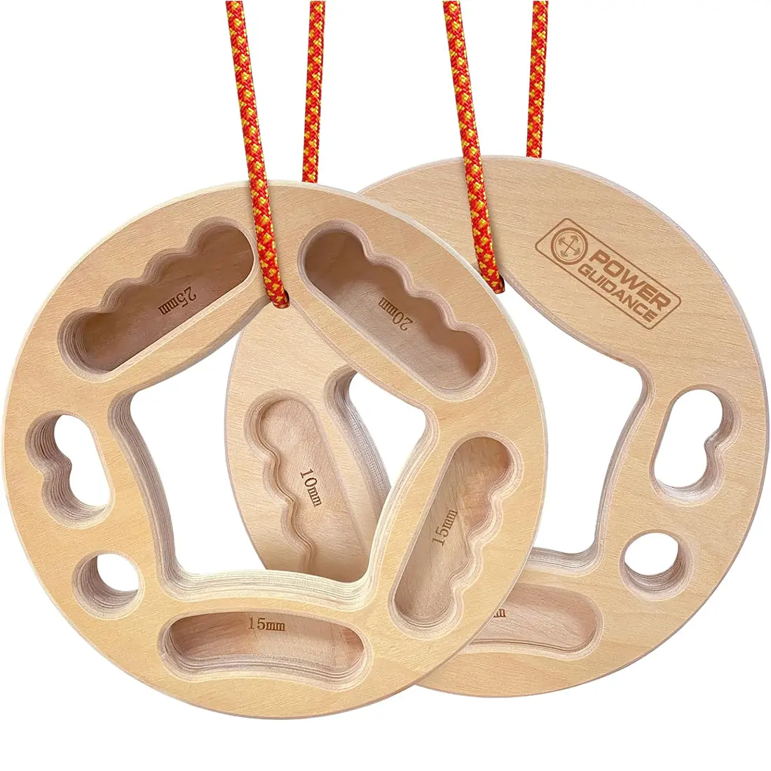 POWER GUIDANCE Portable Birch Wood Hangboard, Skin-Friendly Finger Strengthening Trainer for Adults with 5 Depths and 2-Finger Holes for Outdoors, Compact