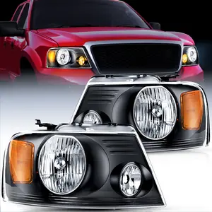 Nilight Headlight Assembly Replacement Kit for 2004-2008 F150 & 2006 Lincoln Mark LT, Black Housing, Amber Reflector, Clear Lens, OE Standard, IP65 Sealed, Moisture Proof, Easy Install, Plug-N-Play