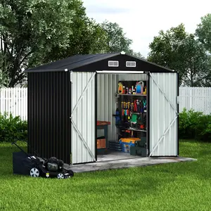 Garvee 6x8 FT Metal Storage Sheds Outdoor, Metal Yard Sheds Garden Shed Kit, MetalTool Shed with Lockable Door, MetalUtility Sheds Buildings with Air Vent for Backyard Garden Patio Lawn