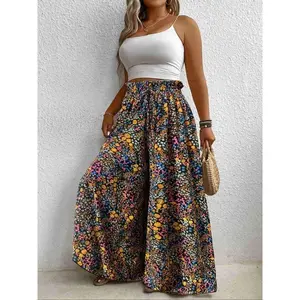 ["Plus Size"] Printed pants, Bohemian street pants, Bohemian casual and comfortable wide leg vacation pants, summer women's underwearRAIMENTRY