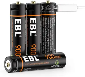 EBL 4Pcs 1.5V AAA USB Rechargeable Li-ion Batteries 900mAh High Energy Density Long Lasting for Electronic Devices with Advanced USB Charging Design & Multiple Protection Features