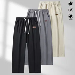 Men's loose fit straight leg pants, 3 pack, solid color - perfect for spring, fall, and year-round workouts; soft knit fabric with slight stretch, drawstring waistband, side pockets,summervibes