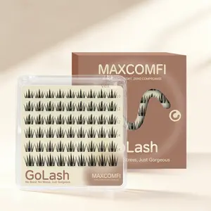 Maxcomfi Glueless Lashes Veil Style Adhesive-Free Manga Lash Clusters, No Glue False Spike Eyelashes, Adhesive-Free Eye Lashes Extensions, Easy-Stick Peel & Wear Glue-Free Premium BASF Fiber Makeup Comfortable Soft Lightweight Eyelashes For All Eye Shapes