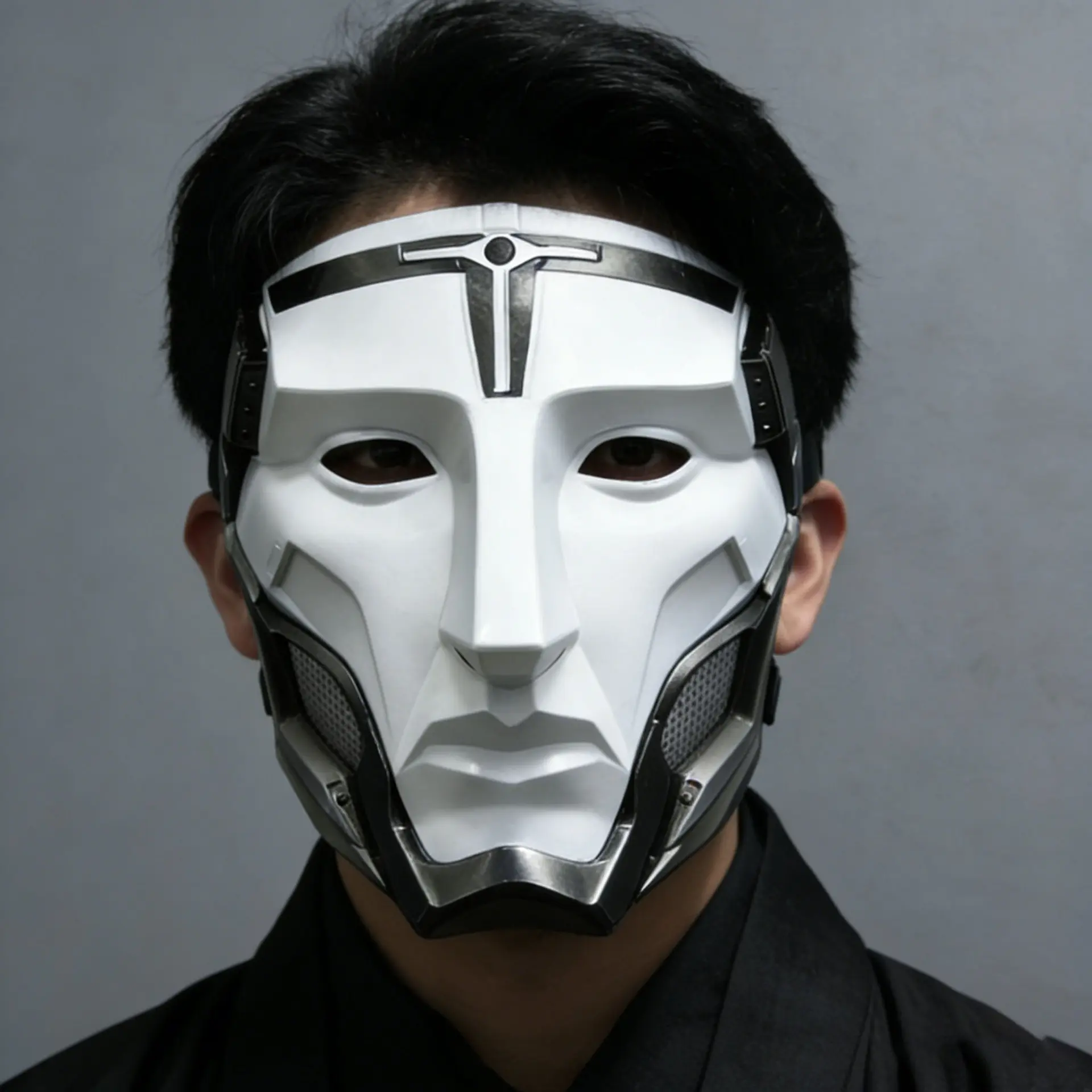 Personalized Mask Prison Guard Silver Color Mask Party Mask, Unique Costume Accessory for Halloween and Cosplay Events