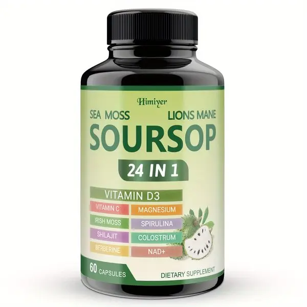24-in-1 Herbal Supplement with Turmeric, Spirulina, Vitamin D3, Sea Moss & 's Mane-like Bitter Leaf for Immune, Antioxidant, Gut Health & - Dietary