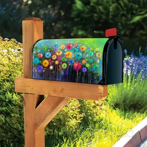 Flower Pattern Mailbox Cover, 1 Count Abstract Floral Watercolor Post Letter Box Cover, Dandelion Magnetic Mail Wraps Cover, Home Decor