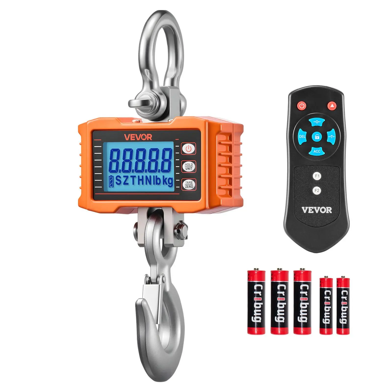 【SummerFinds】VEVOR Digital Crane Scale, 4400 lbs/2000 kg Max Capacity, Heavy Duty Industrial Hanging Scale with Cast Aluminum Case & LCD Display, 1 lbs Division & 3 Unit Switch, Remote Control for Garage Factory
