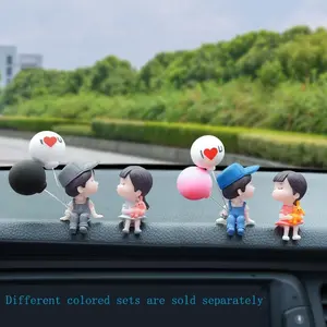 Cute Cartoon Couple Car Decor Set, 1 Pair Dashboard Decoration, Car Interior Accessories, Perfect Gift for Girls