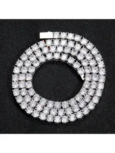 Necklace hip-hop wide spring clasp hip-hop tennis chain micro-set single-row hip-hop necklace Cuban Link Chain