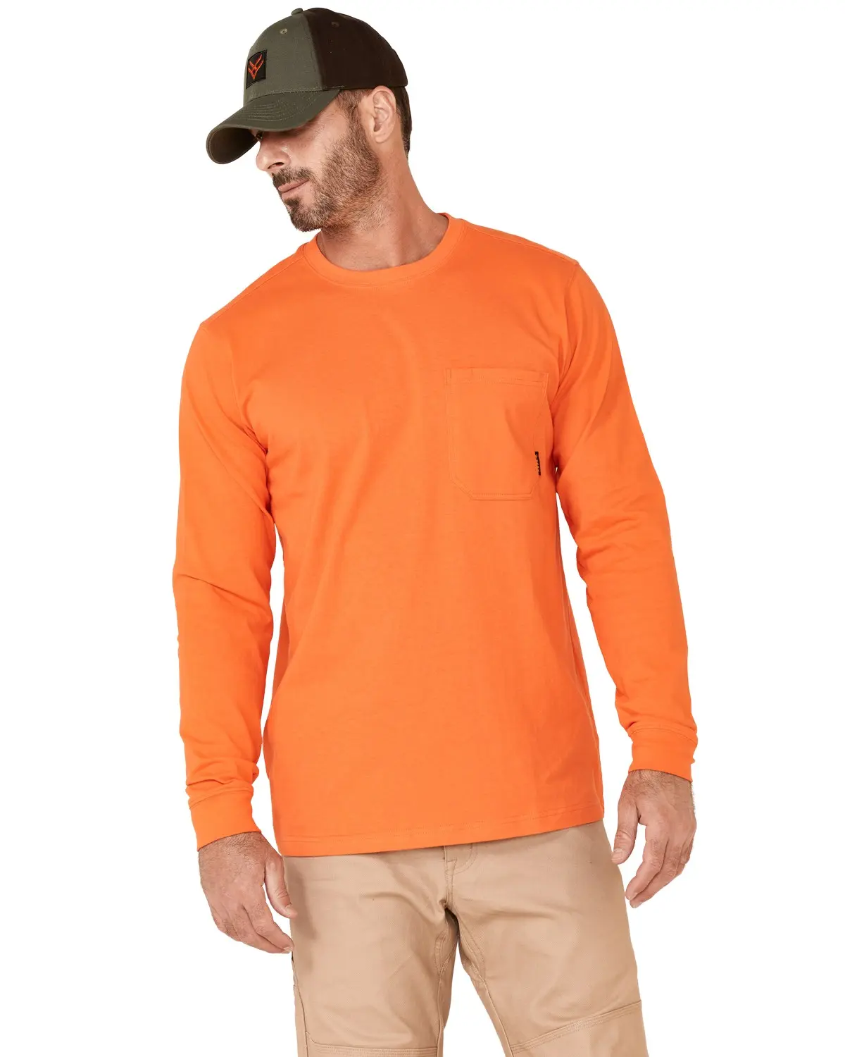 Hawx Men's Men'S Solid Orange Forge Long Sleeve Work Pocket T-Shirt Tall - Hxfa21k41-Org-Tll